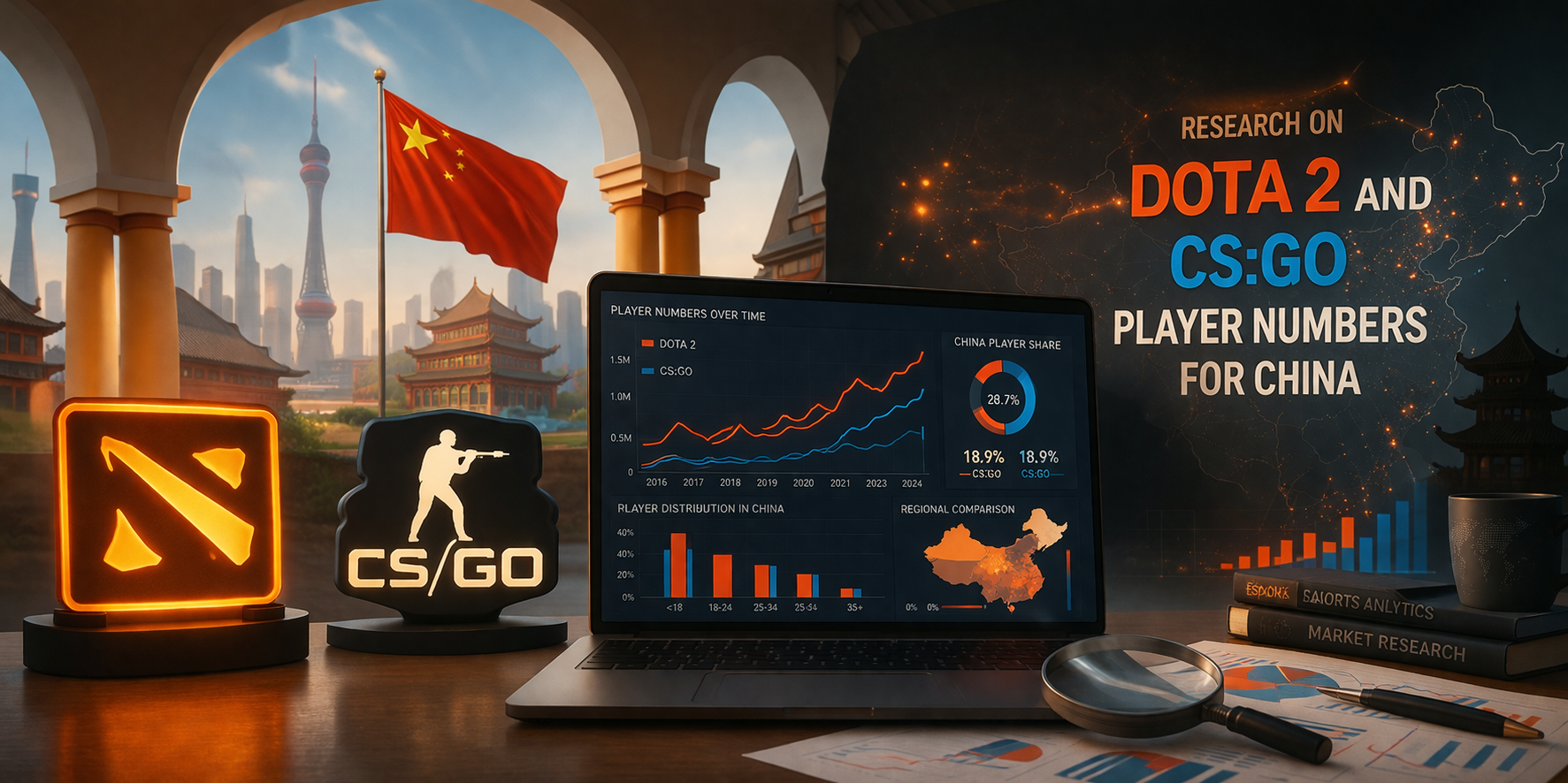 Research on Dota 2 and CS: Go player numbers for China